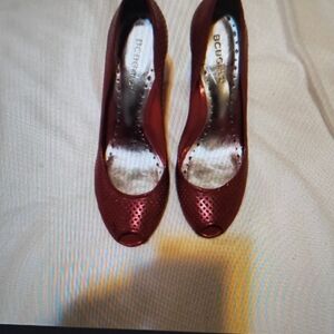 BCBGirls Red  Peep-Toe Heels Sz 8